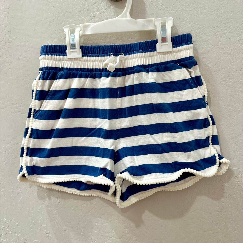 Tea Collection Blue & White Stripe Pom-Pom Shorts
